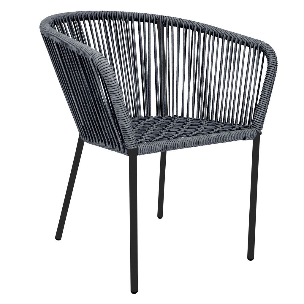 Ameca silla estructura negra cuerda gris jaspeado