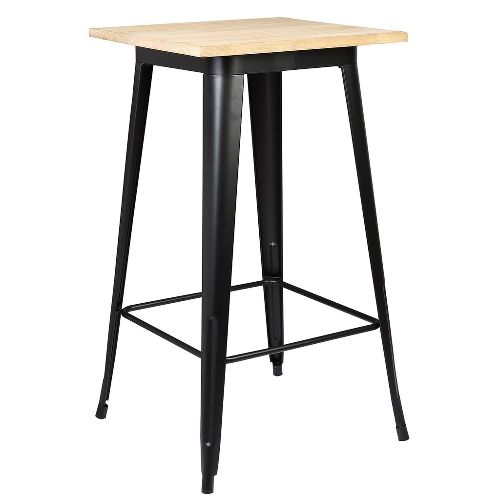 Folix mesa alta base negra y madera // MP
