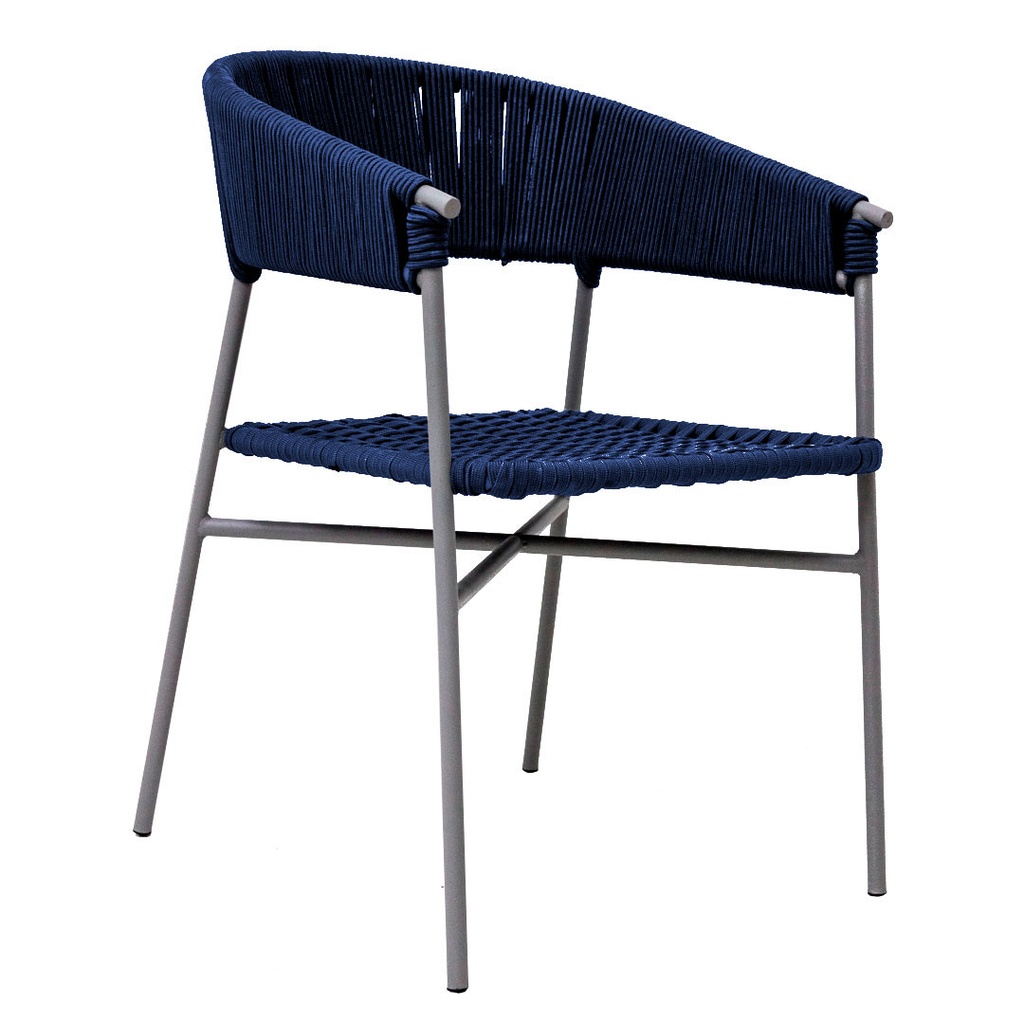 Zamora silla metal gris cuerda azul marino
