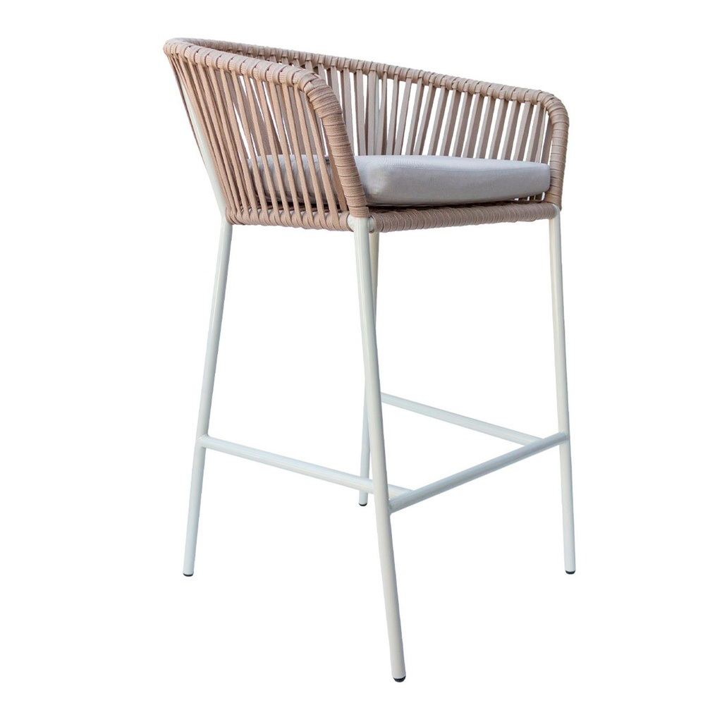 Jalisco banco metal beige cuerda beige cojín curri // Exterior techado