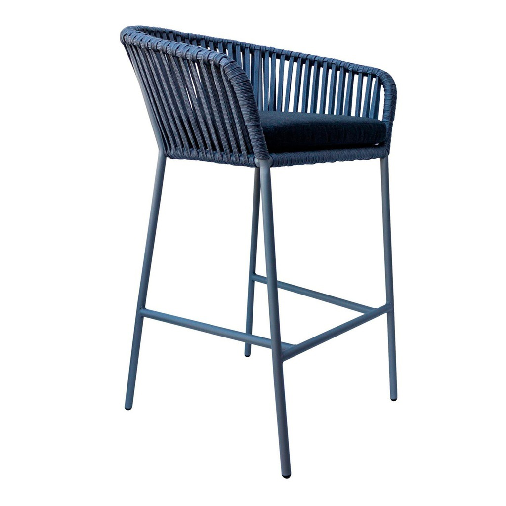 Jalisco banco metal negro cuerda gris cojín curri // Exterior techado