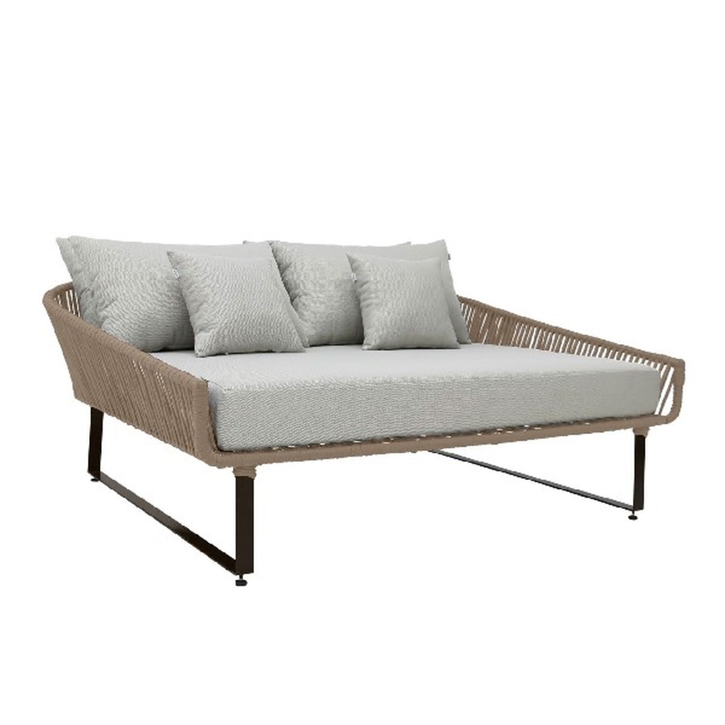 Vallarta cama de dia grande metal negro cuerda beige tela loneta // Exterior techado