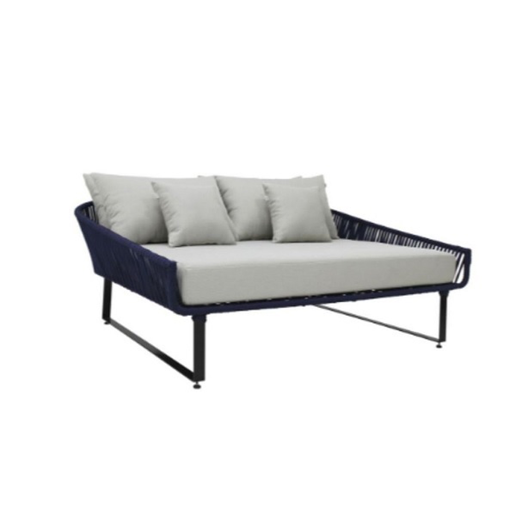 Vallarta cama de día grande metal negro cuerda azul marino loneta // Exterior techado