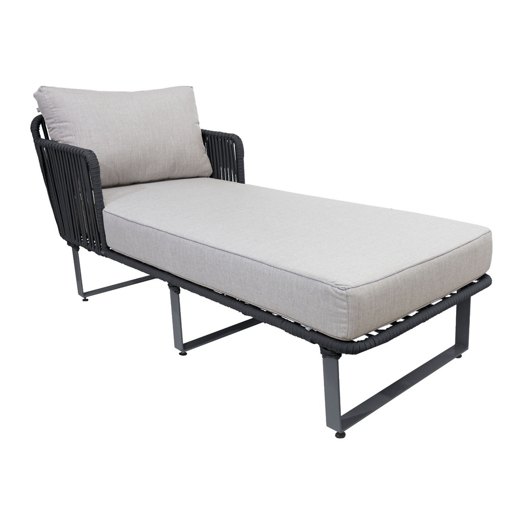 Vallarta camastro metal negro cuerda gris tela loneta // Exterior techado