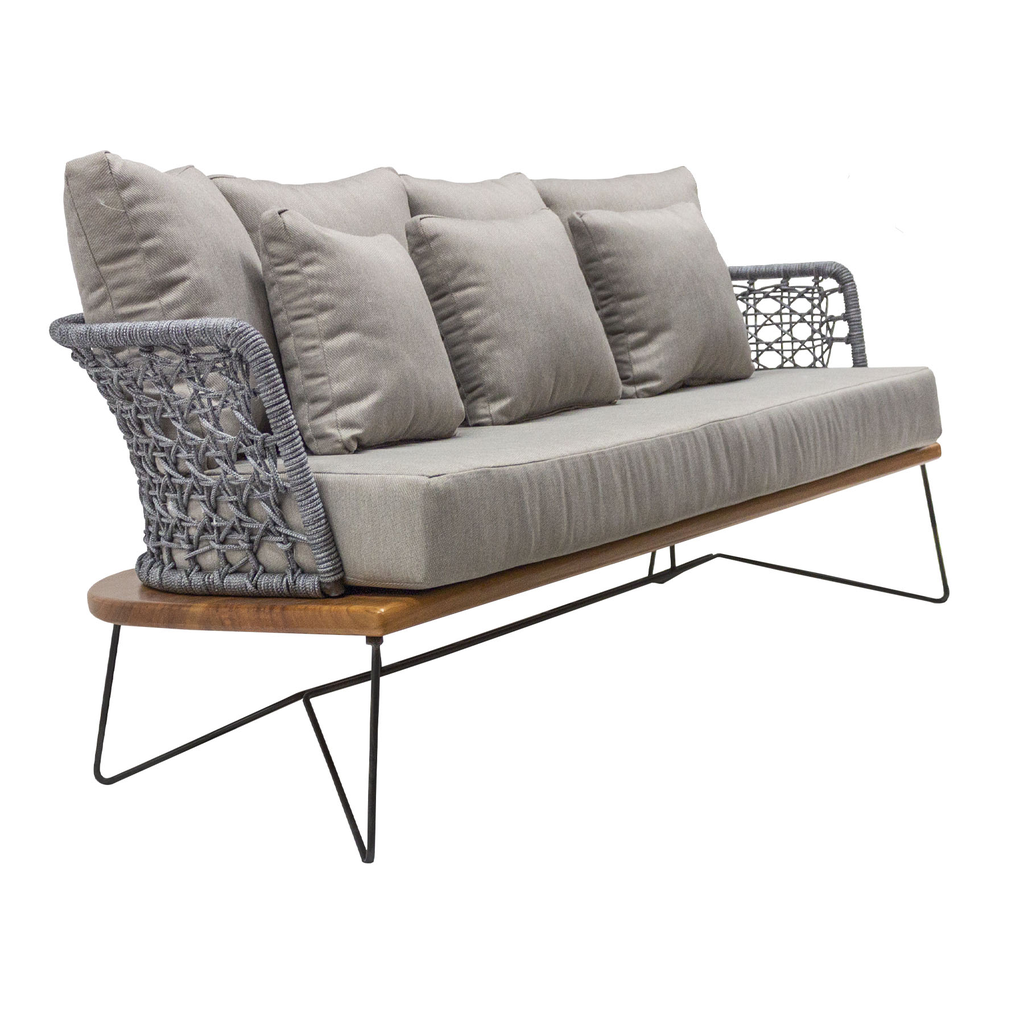 Yelapa sofa metal gris nylon gris cojines tela loneta PEDIDO ESPECIAL 10 pzas minimo // Exterior techado