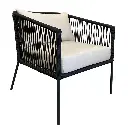 Tequila sillon metal negro cuerda negra cojinería tela curri // Exterior techado