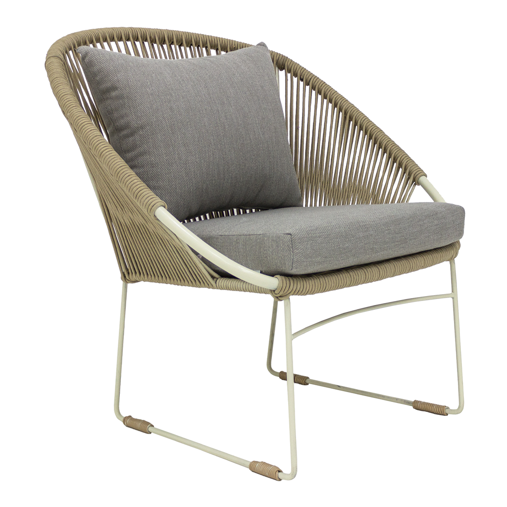 Manzanillo sillón metal beige cuerda beige con cojinería loneta // Exterior 100%