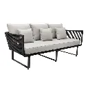 Vallarta sofa metal negro cuerda negra cojinería en tela loneta // Exterior techado
