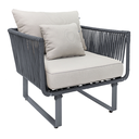 Vallarta sillon metal gris cuerda gris cojinería en tela curri // Exterior techado