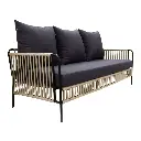 Chetumal sofá metal negro cuerda beige cojinería // Exterior techado