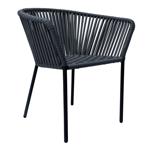 [54874SI] Jalisco silla metal negro cuerda gris // Exterior techado