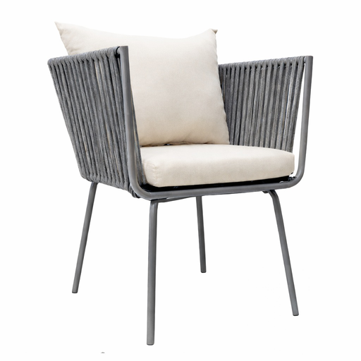 [54955SIT] Chetumal silla acero galvanizado gris textilene gris cojinería en tela loneta // Exterior 100%