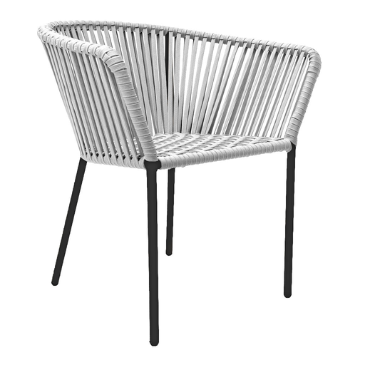 [55336SI] Jalisco silla metal negro cuerda blanca // Exterior techado