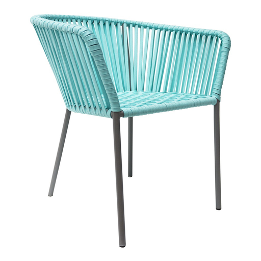 [55338SI] Jalisco silla metal negro cuerda verde aqua // Exterior techado