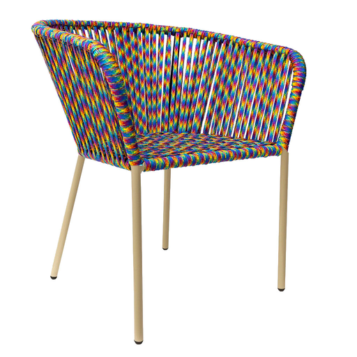[55347SI] Jalisco silla metal beige cuerda arcoiris // Exterior techado