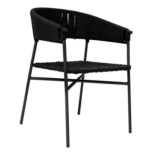 [ZAE02723] Zamora silla metal negro cuerda negra // Exterior techado