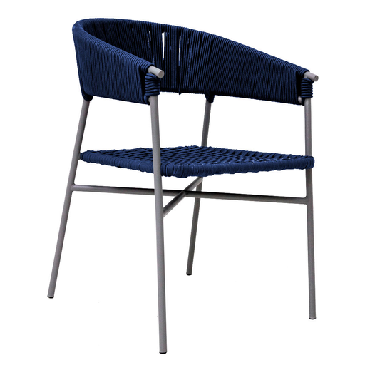 [ZAE02728] Zamora silla metal gris cuerda azul marino // Exterior techado