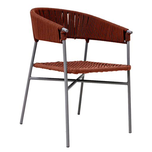 [ZAE02731] Zamora silla metal gris cuerda terracota // Exterior techado