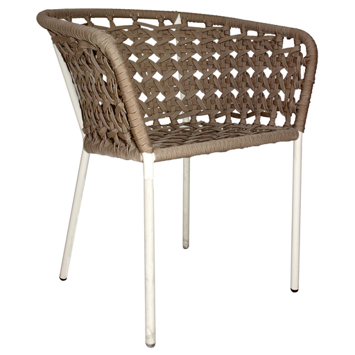 [58908SI] Bolaños silla metal beige cuerda beige // Exterior techado
