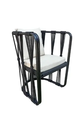 [CMXSI06] Majahuitas silla metal negro cuerda y cojinería  // Exterior techado