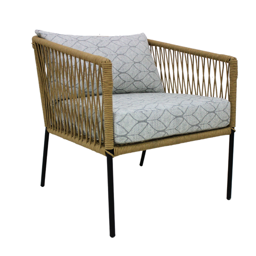 [TEQUILAT65] Tequila sillón metal negro cuerda beige cojinería loneta antidecoloración // Exterior techado