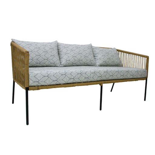 [TEQUI7654] Tequila sofá metal negro cuerda beige loneta antidecoloración // Exterior techado