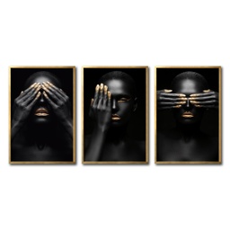 [Black Woman-009 A,B Y C-MD] Set rostro cuadro decorativo codigo-009 A,B Y C-MD // MP