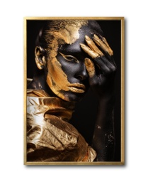 [Black Woman-017-GD] Rostro dorado con negro cuadro decorativo codigo-017-GD // MP