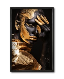 [Black Woman-017-GN] Rostro dorado con negro cuadro decorativo codigo-017-GN // MP