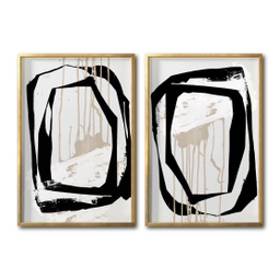 [Abstracto  028 A Y B-MD] Juego abstracto negro dorado arena cuadro decorativo codigo 028 A Y B-MD // MP