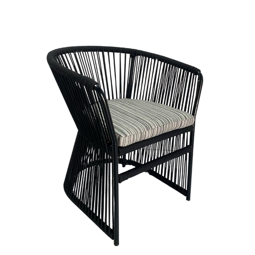 [62282SI] Chantepec silla aluminio negra cojinería loneta exterior // Exterior 100%