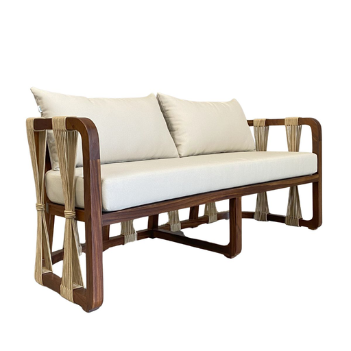 [62225LO] Majahuitas love seat de madera de parota cojinería curri // Exterior techado
