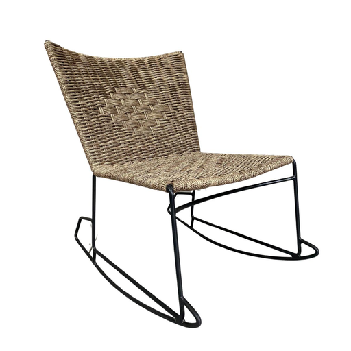 [62326ME] Tlapa mecedora metal negro cuerda nylon color camello // Exterior techado