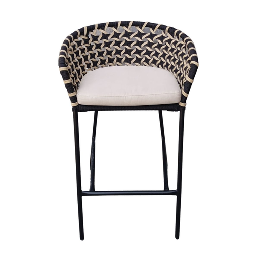 [62268BA] Tepoztlán banco metal beige cuerda beige cojín loneta