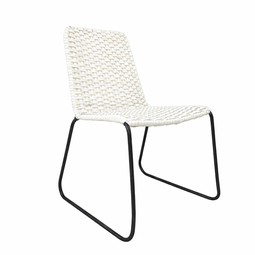 [58492SI] Cocula silla metal negro cuerda blanca // Exterior techado