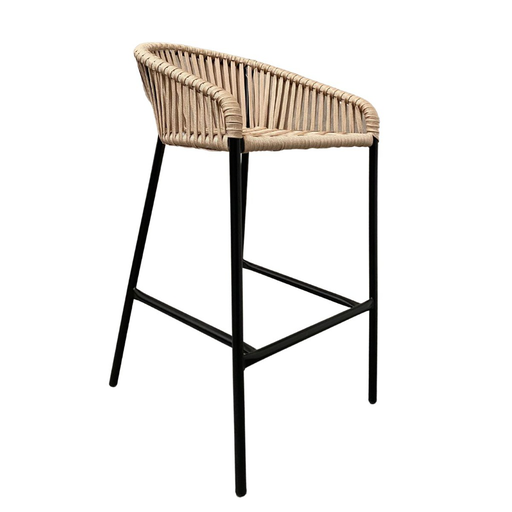 [62711BA] Tequila banco acero galvanizado negro cuerda plana textilene beige // Exterior 100%