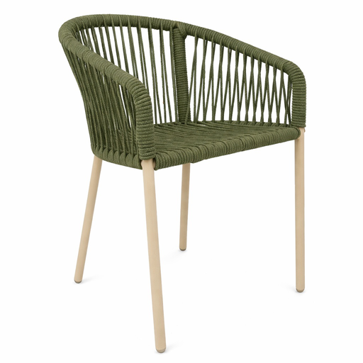 [60248SI] Tequila silla metal beige cuerda verde // Exterior techado