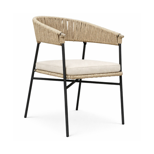 [62790SI] Zamora silla acero galvanizado cuerda textilene beige y cojín // Exterior 100%