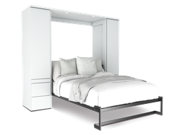 [SSPACE-QS-CO] Shubuya cama abatible, closet y mesa queen size con laminado de madera color concreto // MS
