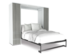 [SSPACE-MA-FR] Shubuya cama abatible, closet y mesa matrimonial con laminado de madera color fresno // MS
