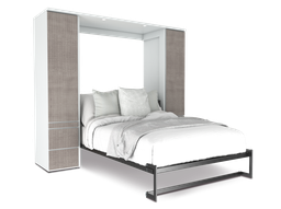 [SSPACE-MA-LA] Shubuya cama abatible, closet y mesa matrimonial con laminado de madera color latte // MS