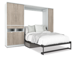 [TB-QS-AC] Todden conjunto de cama abatible,clóset,sofá y mesa queen size laminado de madera color acacia // MS