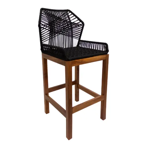 [CMX019T] Mazunte banco base madera acero galvanizado cuerda de textilene negra// Exterior 100%