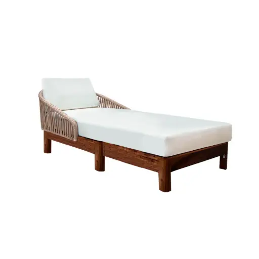 [50743CAT] Oaxaca camastro acero galvanizado negro cuerda textilene beige cojines en tela loneta // Exterior 100% 
