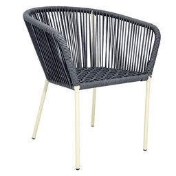 [53270SI] Ameca silla estructura beige cuerda gris jaspeado