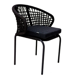 [53834SI] Chamela silla metal negro cuerda negra con cojin