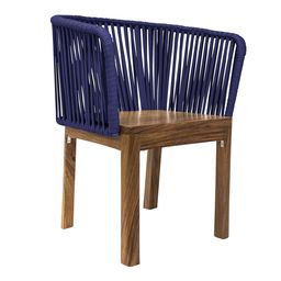 [CMX027D] Oaxaca silla cuerda azul marino base parota