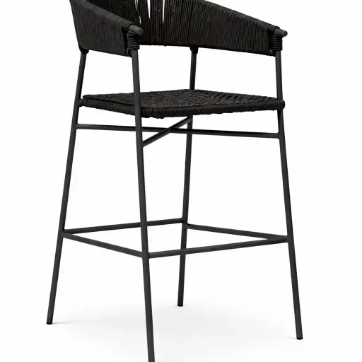 [62648BAT] Zamora banco acero galvanizado negro cuerda textilene negra // Exterior 100% 