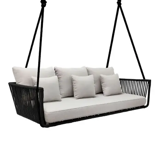 [62941COT] Vallarta columpio sofa acero galvanizado gris textilene gris loneta // Exterior 100% 