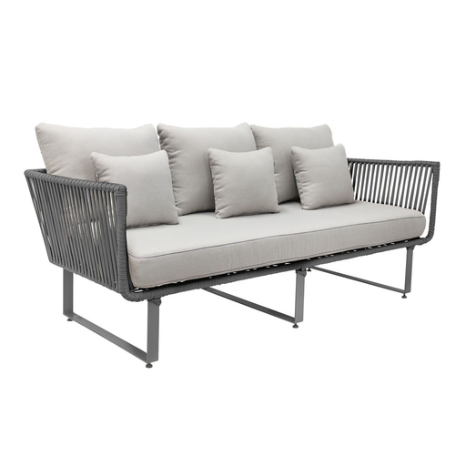 [53292SO] Vallarta sofa metal gris cuerda aqua cojinería tela curri // Exterior techado